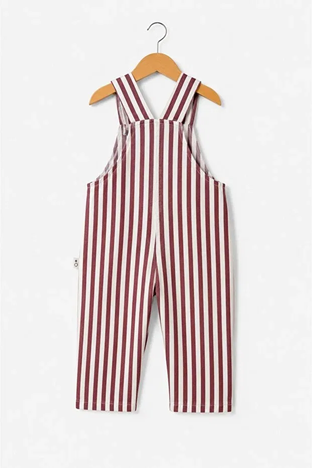 Детский джинсовый комбинезон с принтом Unisex Striped Baby Denim Salopet / Overalls Overdo, Red — фото 3