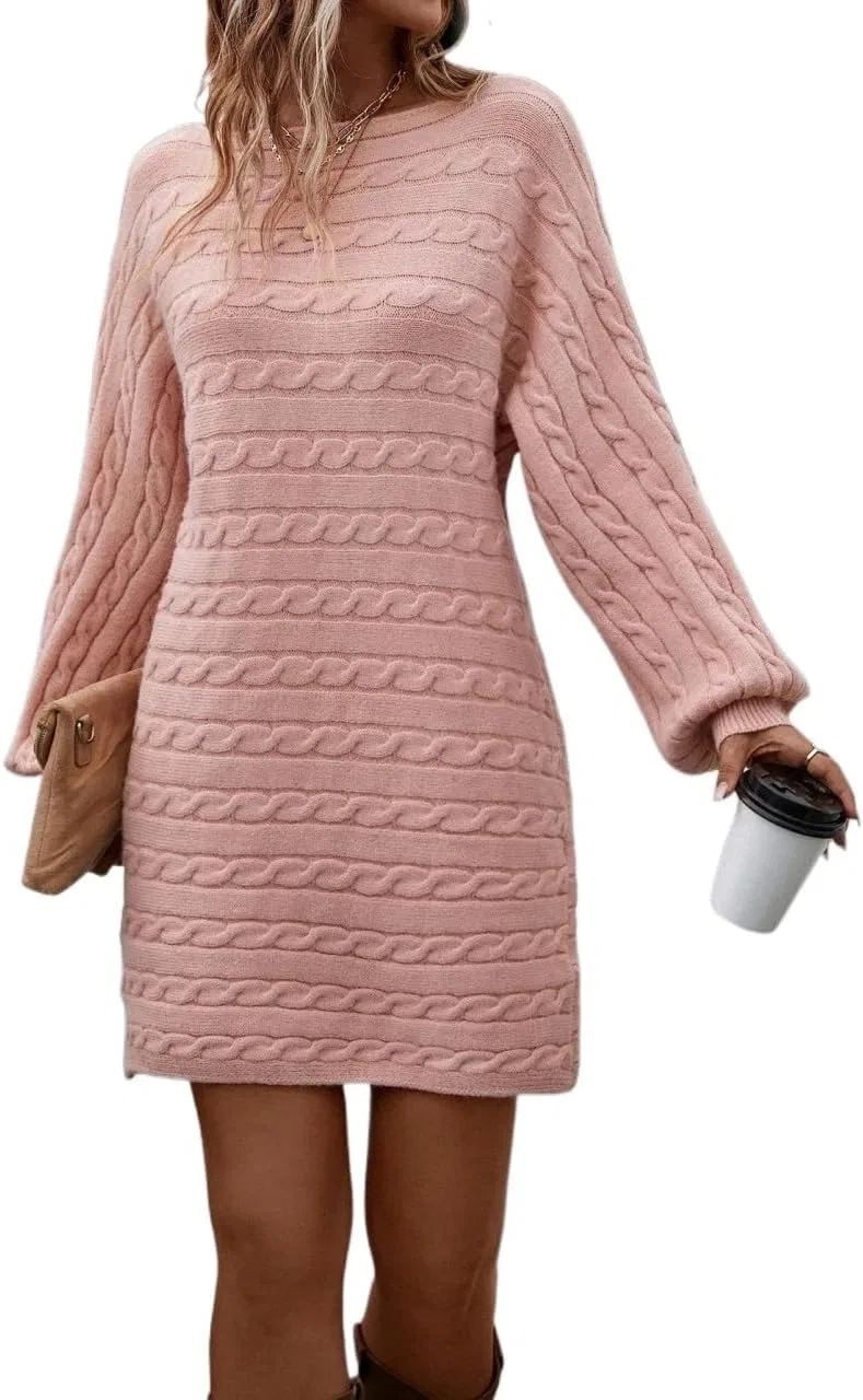 Женское кашемировое платье с рукавами летучая мышь Generic, Dusty Pink