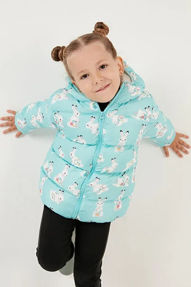 Детское пальто для девочек утепленное с капюшоном Lela, Mint — фото 3