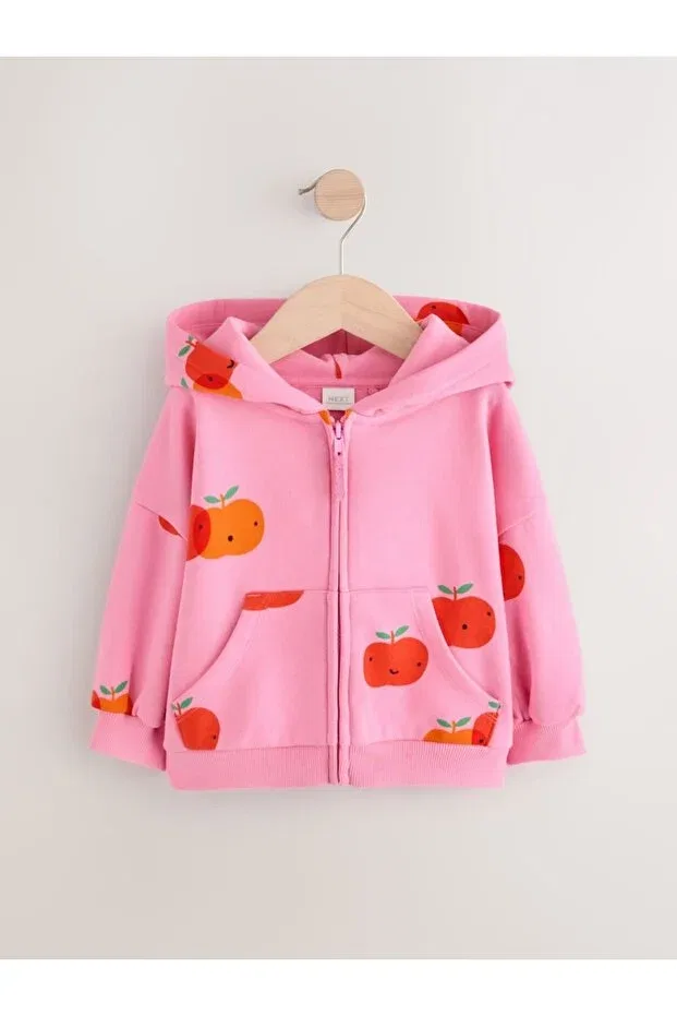 Детское худи для девочек хлопковое с принтом Apple Hoodie Next Baby, Pink — фото 2