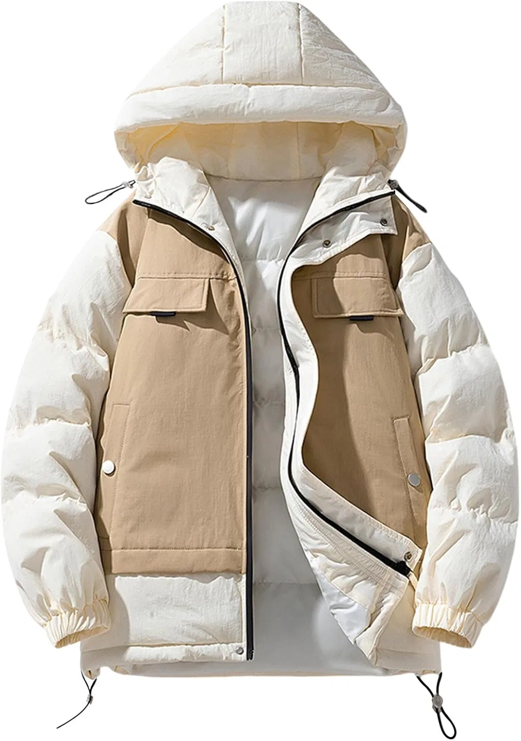 Мужская куртка зимняя стеганая с капюшоном, хаки