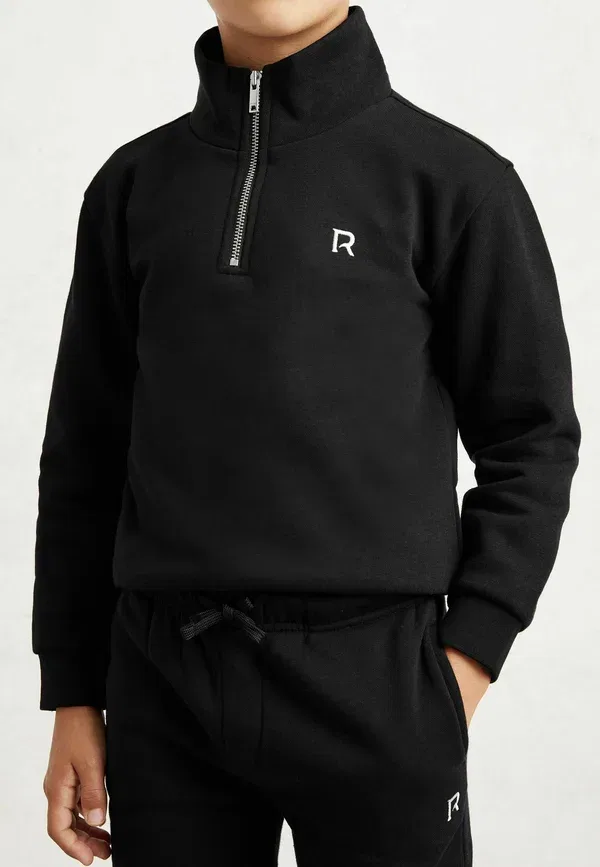 Спортивный костюм хлопок Reiss Sulley half-zip logo tracksuit set, черный — фото 2