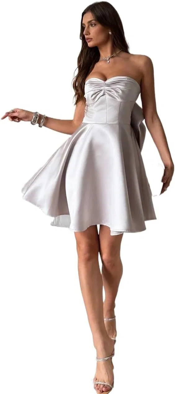 Женское летнее платье с запахом Satin, Light Grey