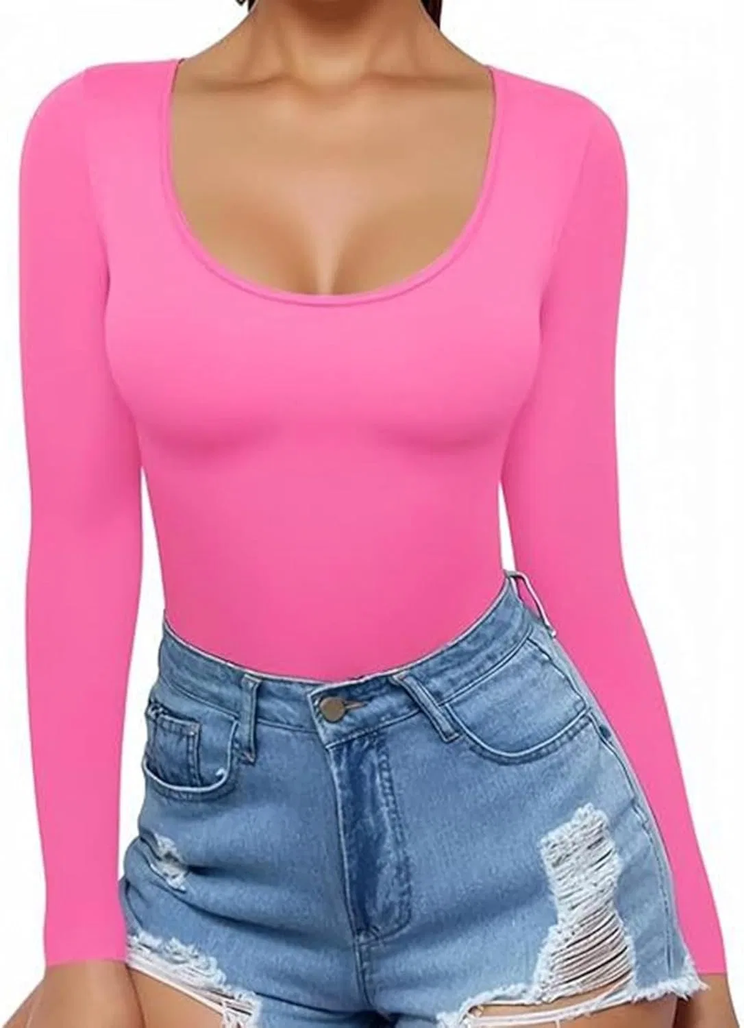 Женский укороченный топ с квадратным вырезом, облегающий, Hot Pink