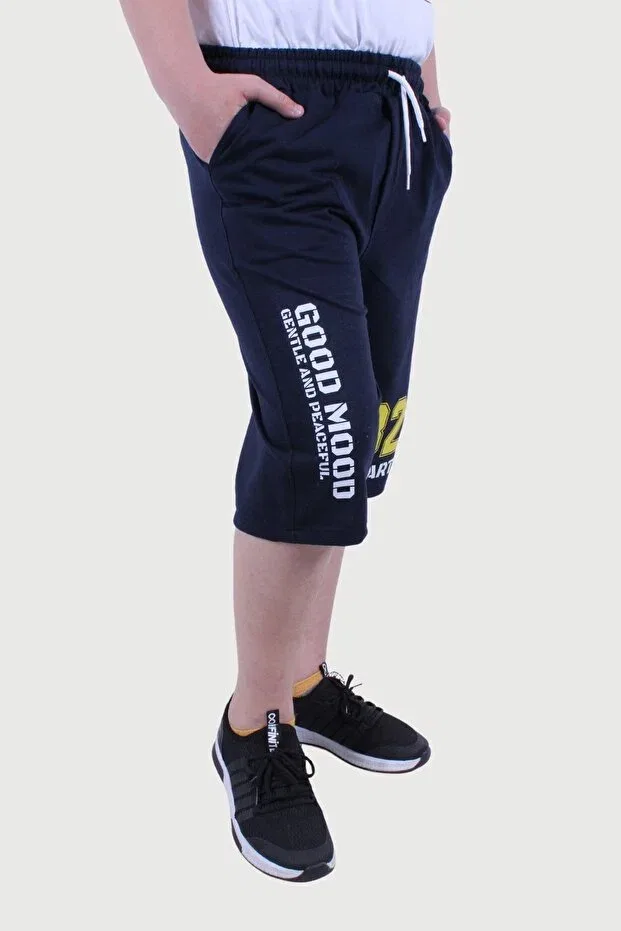 Детские шорты для мальчиков с принтом Fyk Collection, Navy Blue — фото 2
