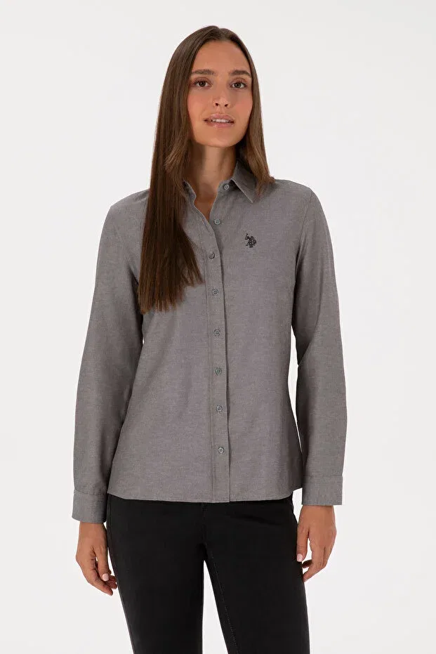 Женская рубашка с длинным рукавом U.S. Polo Assn., Gray — фото 3