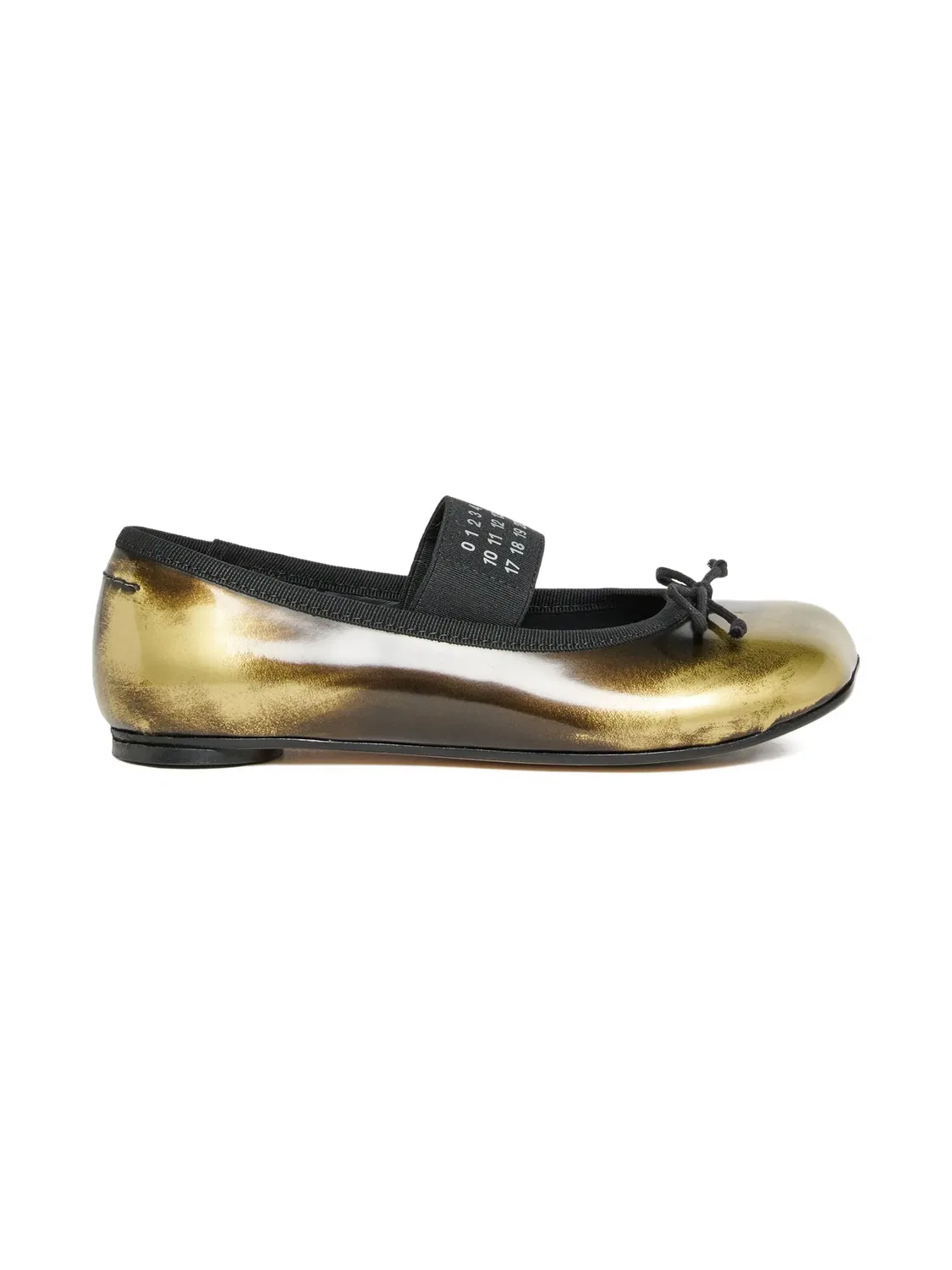 Балетки с металлическим эффектом и бантом MM6 Maison Margiela, желтый