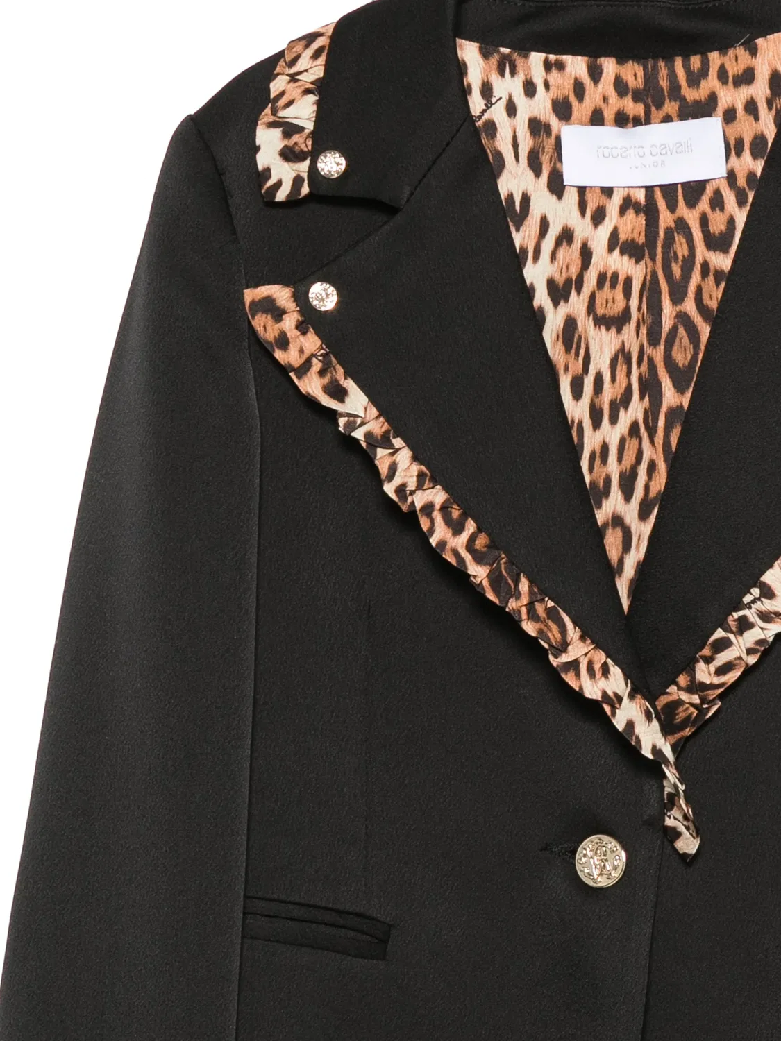 Блейзер с леопардовым принтом Roberto Cavalli Junior, черный — фото 3