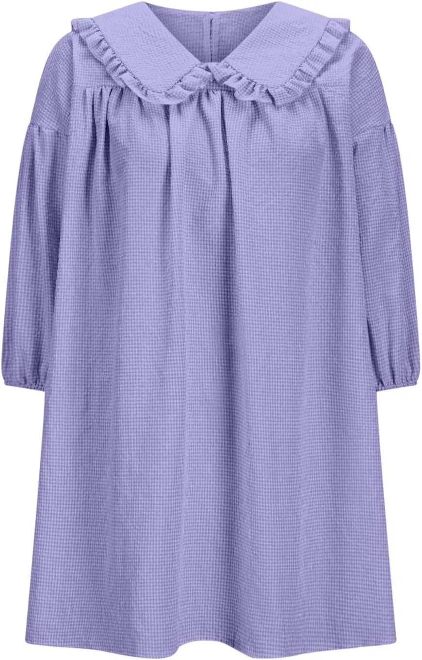 Женское мини-платье с принтом в клетку Babydoll, Purple — фото 4