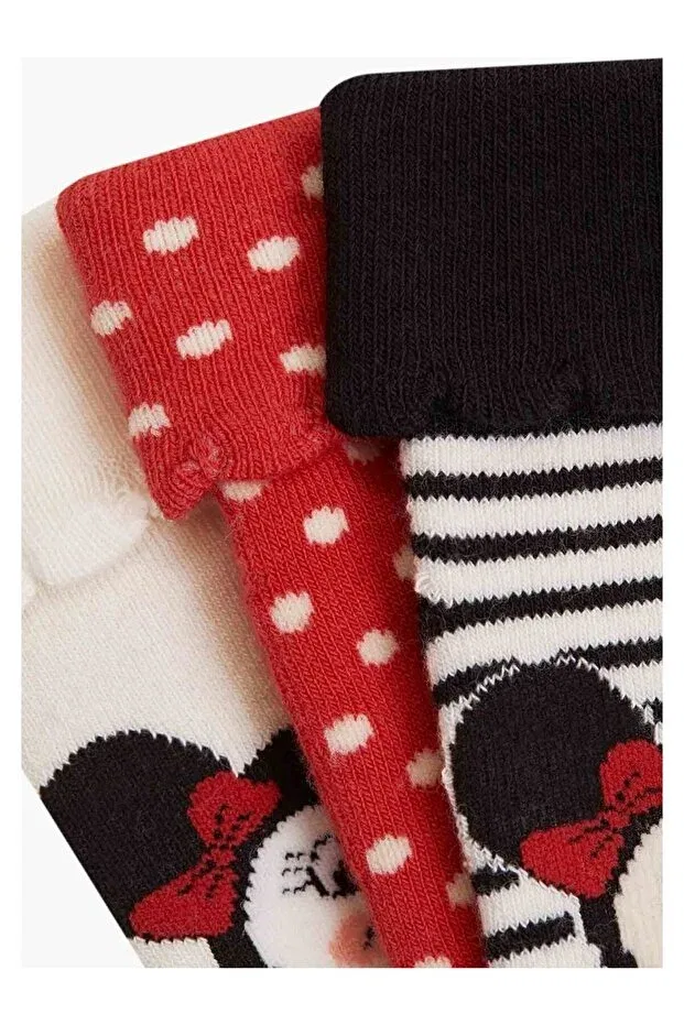 Детские носки для новорожденных с принтом Minnie 3 шт Semoor, Red-White-Black — фото 3