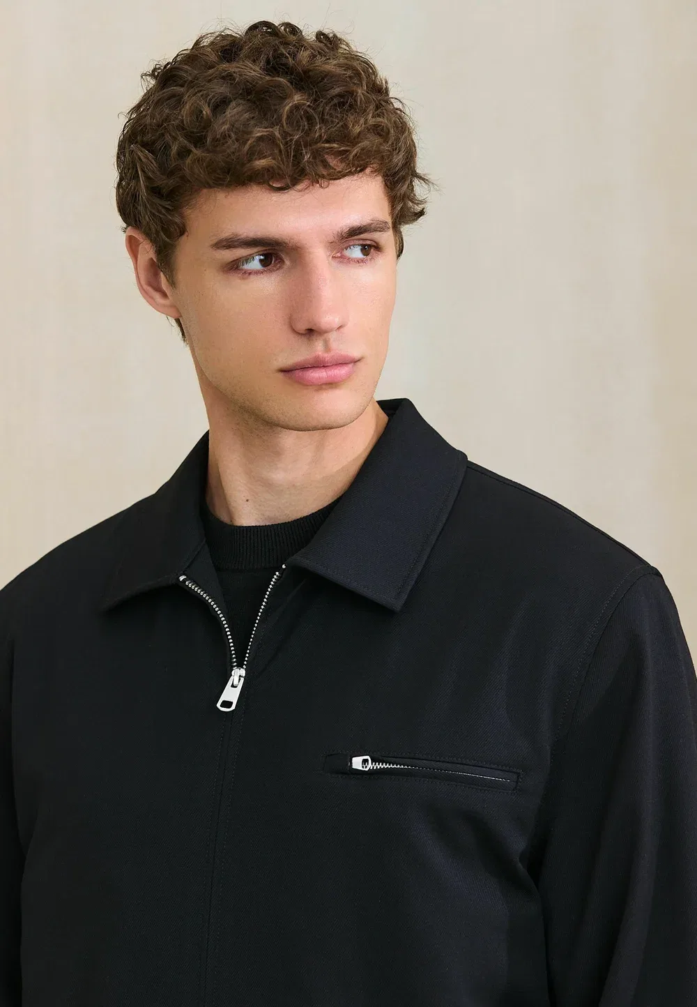 Куртка прямого кроя - модель motionflex smart twill zip shacket - легкая куртка Next, Black — фото 3