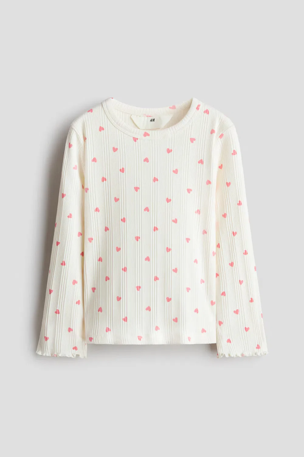 Хлопковая рубашка с узором H&M, Cremefarben/Herzen