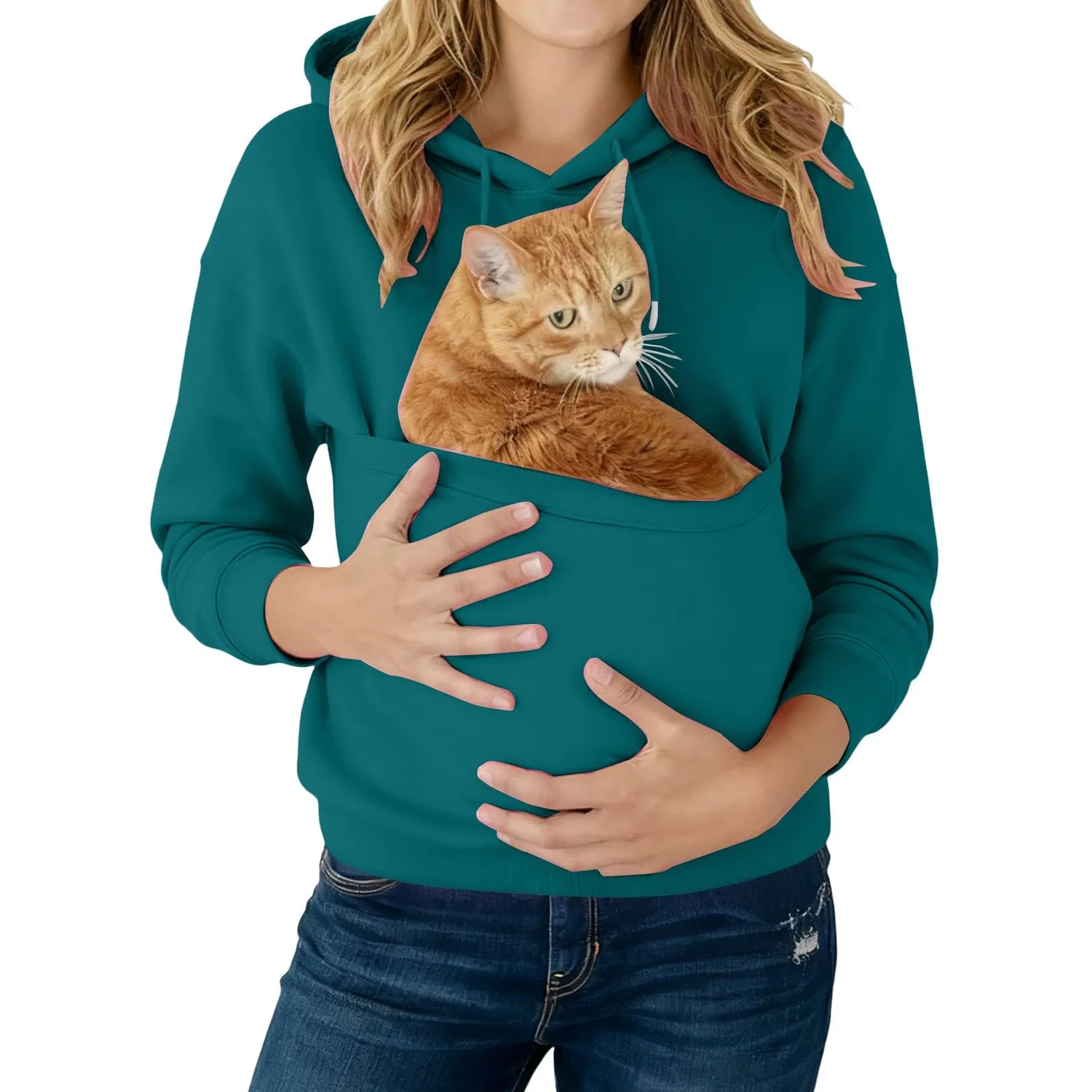 Женский худи с карманом-кенгуру Cat Hoodie, Z21 Navy — фото 2