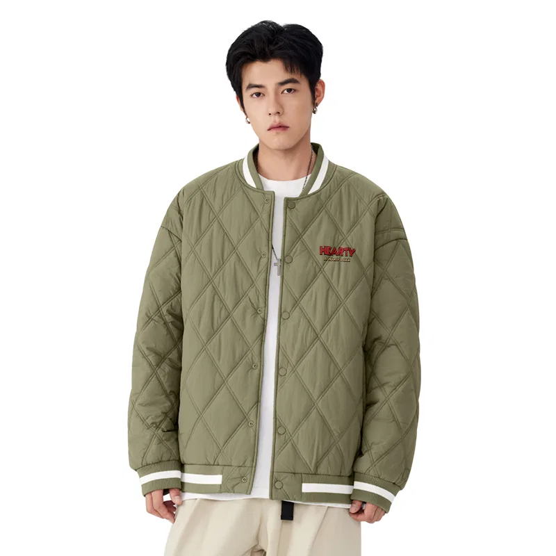 Детская пуховая куртка с бейсбольным воротником MINISO, Gray Green (B Hearty Chest Logo)