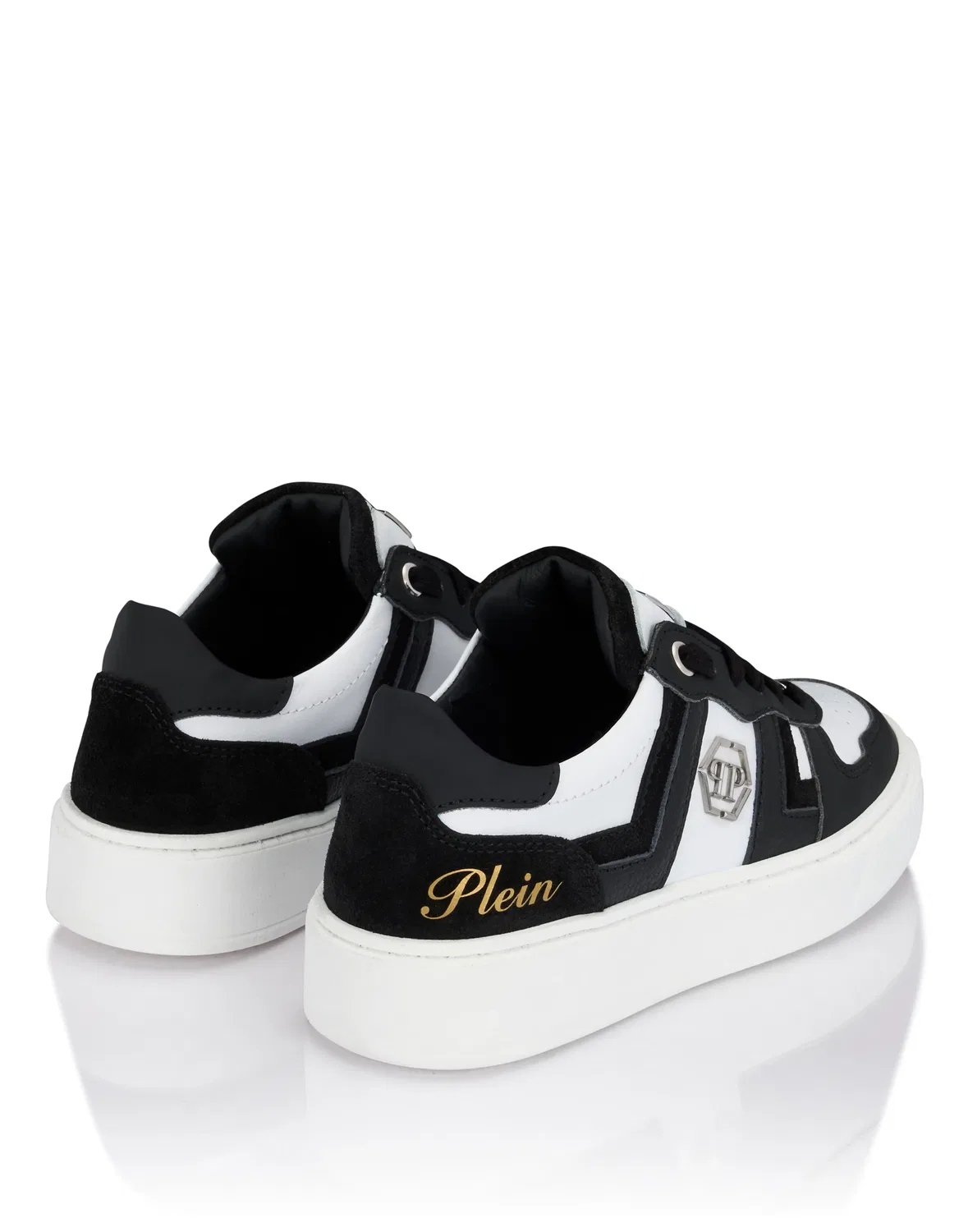 Детские кроссовки низкие с перфорацией Mix Materials Low-Top Sneakers PHILIPP PLEIN, White — фото 4