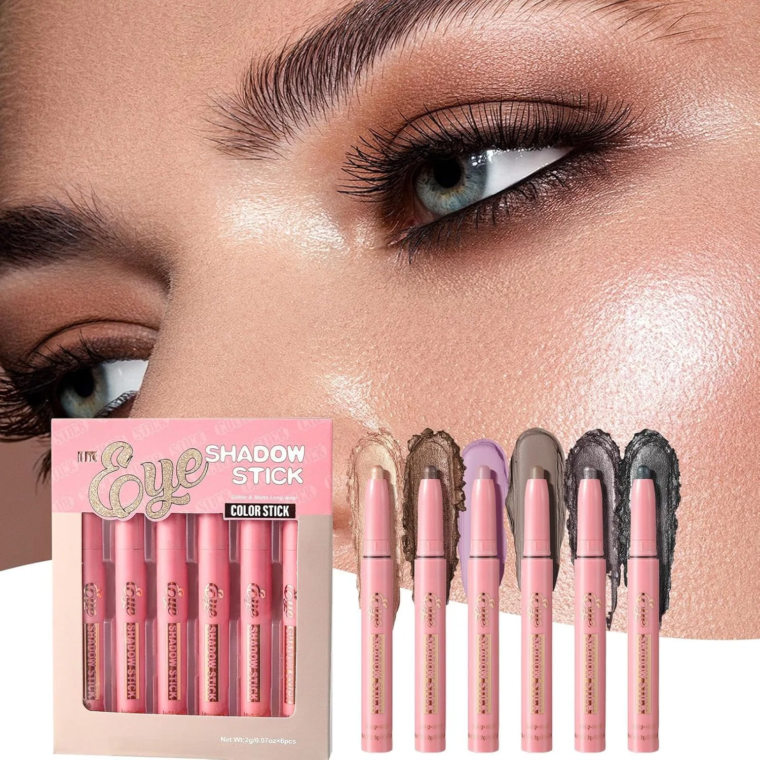 Тени для век Shimmer Stick водостойкие, 6 цветов — фото 3