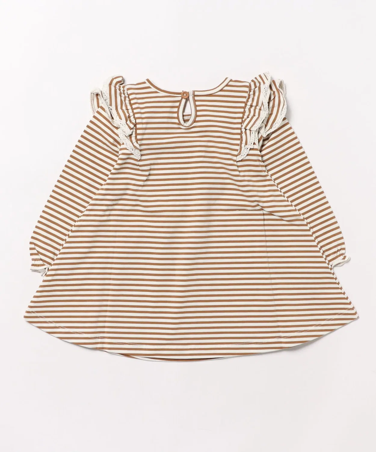 Детское платье с длинным рукавоми воланами Quincy Mae Walnut Stripe NO WAY, Brown — фото 2