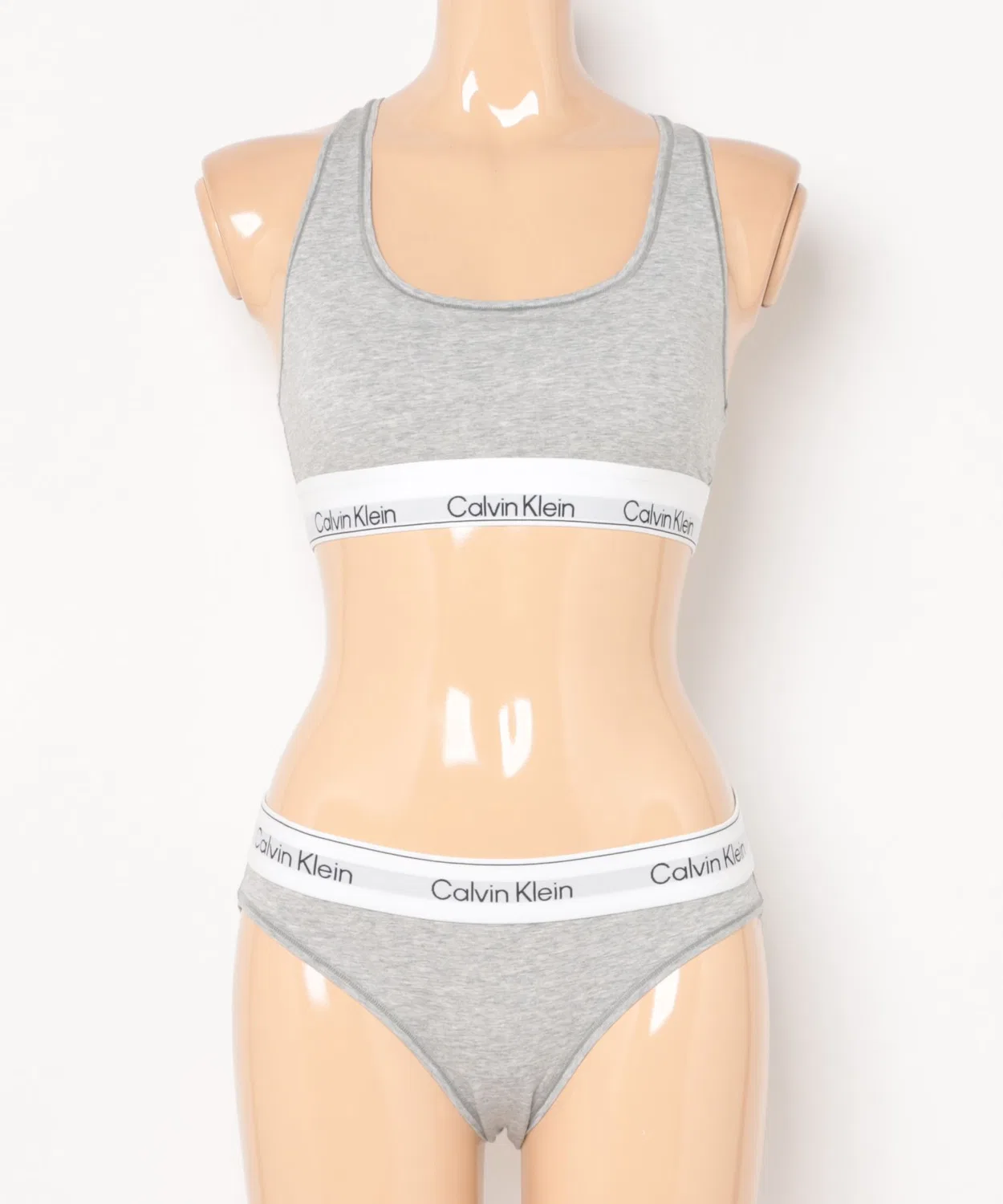 Женский комплект бюстгальтера и трусов с брендовой лентой Calvin Klein, Heather Grey — фото 4