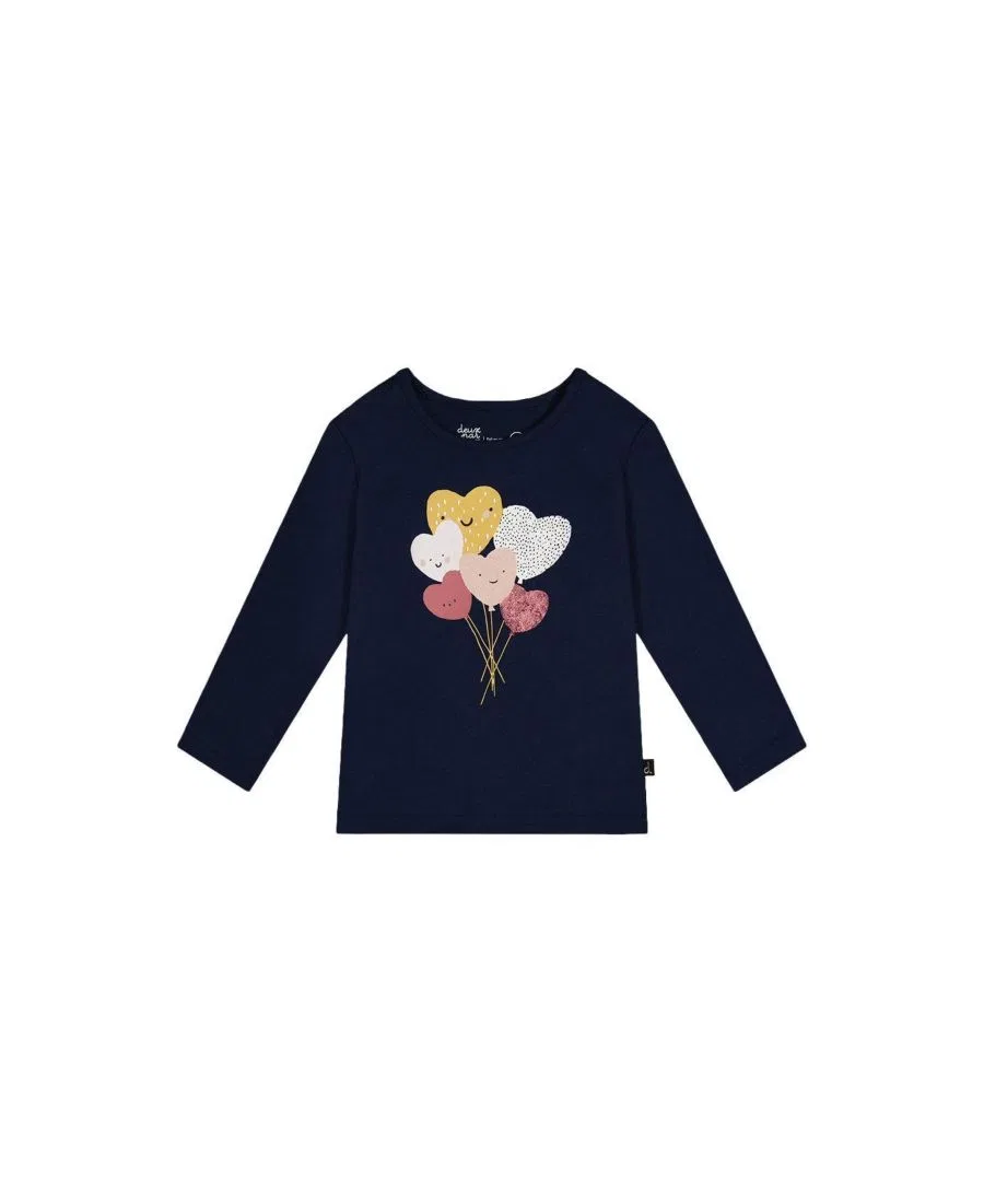 Детская футболка с длинным рукавом и принтом Deux par Deux, Royal Blue And Pink