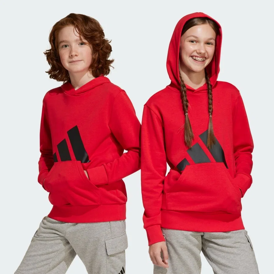 Детский свитшот с капюшоном Essentials Hoodie Kids adidas, Красный — фото 2