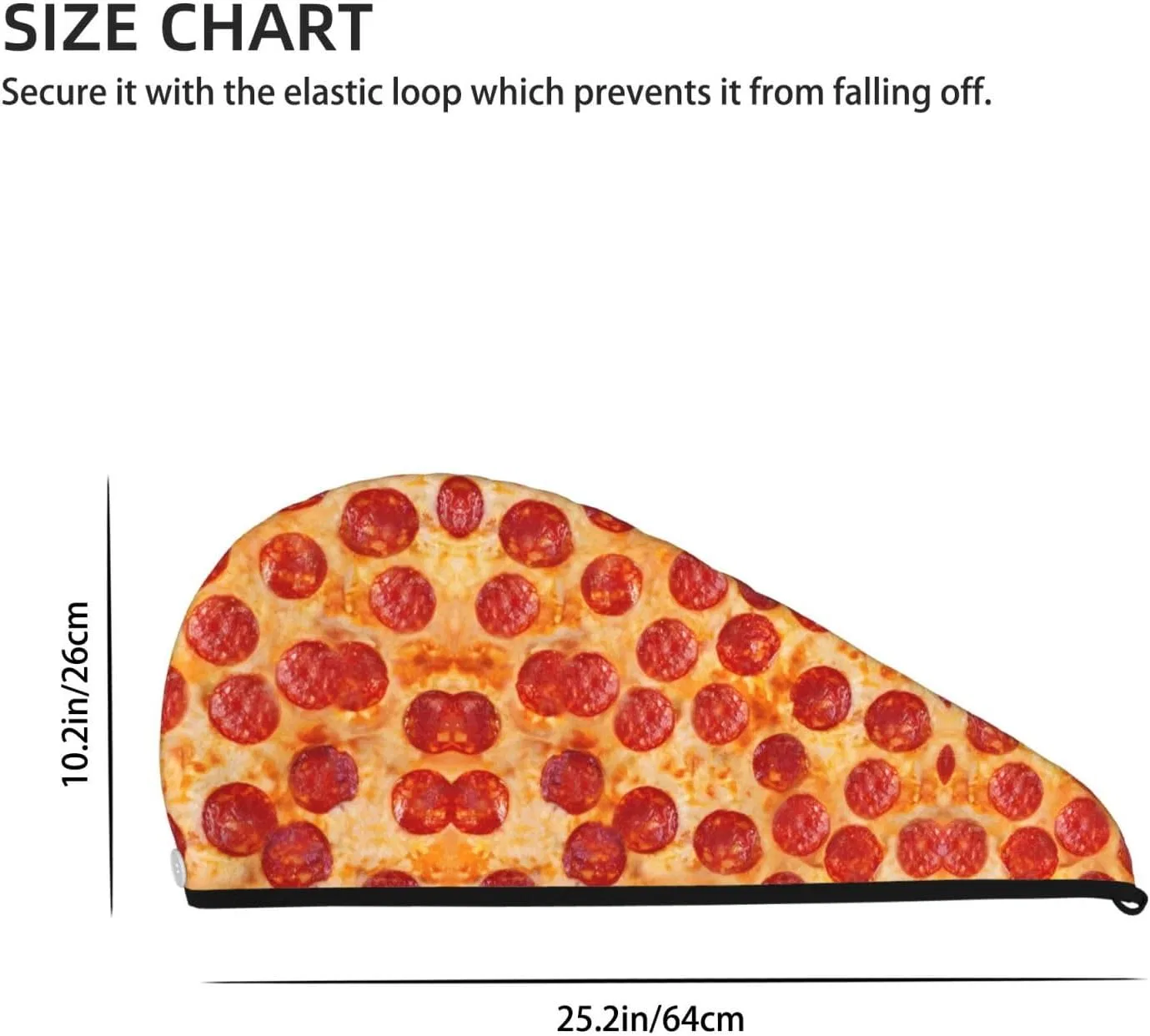 Шапочка для душа 3D Pizza Pepperoni, BONDIJ, Coral Velvet, 25.2 x 10 дюймов — фото 4