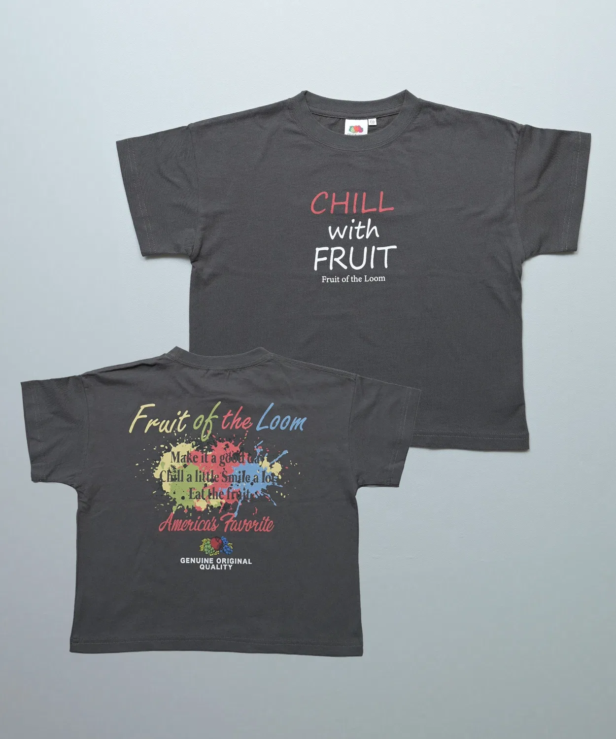 Детская футболка с принтом FRUIT OF THE LOOM, Charcoal