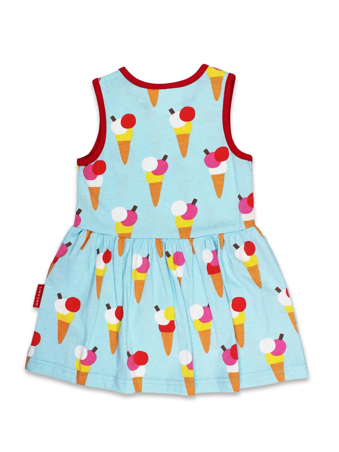 Платье Toby Tiger Bio-Baumwoll Kinder Sommerkleid mit Eiswaffel-Druck небесно-голубого цвета — фото 3