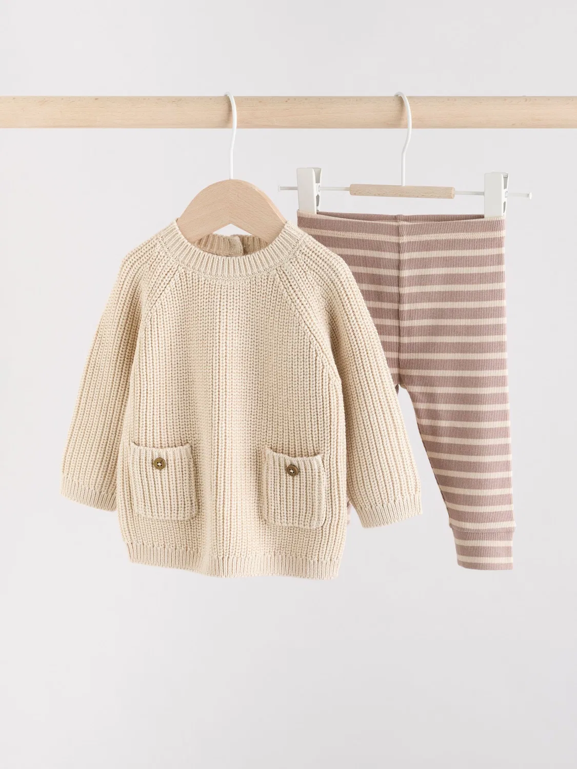 Комплект трикотажный для новорожденных Neutral Stripe Next, нейтральная полоска — фото 4