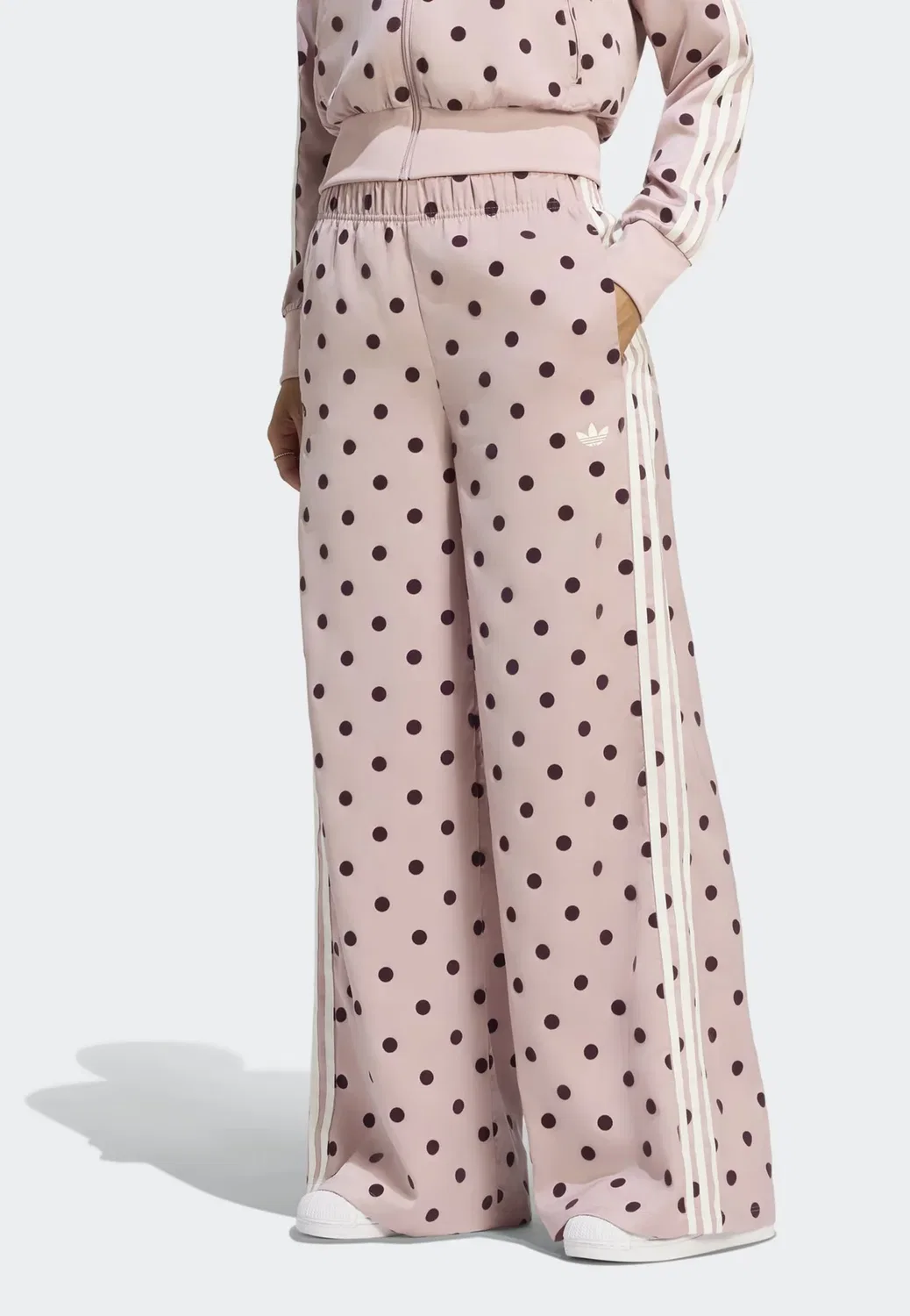 Брюки с широкими штанинами из атласа в горошек Adidas Originals, Dual Lilac