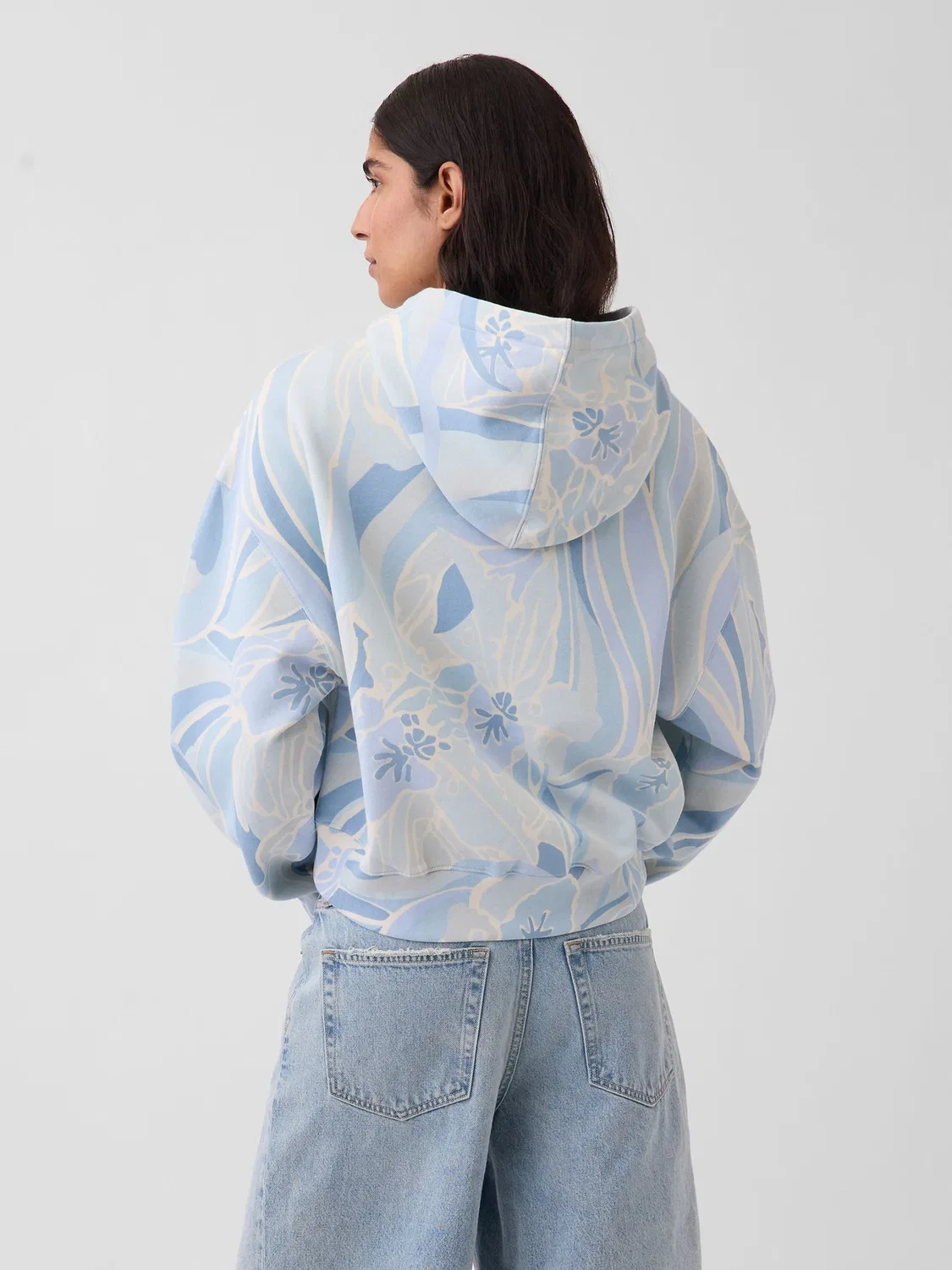 Худи-кроп Gap Blue Print VintageSoft Crop Logo Hoodie, синий — фото 2