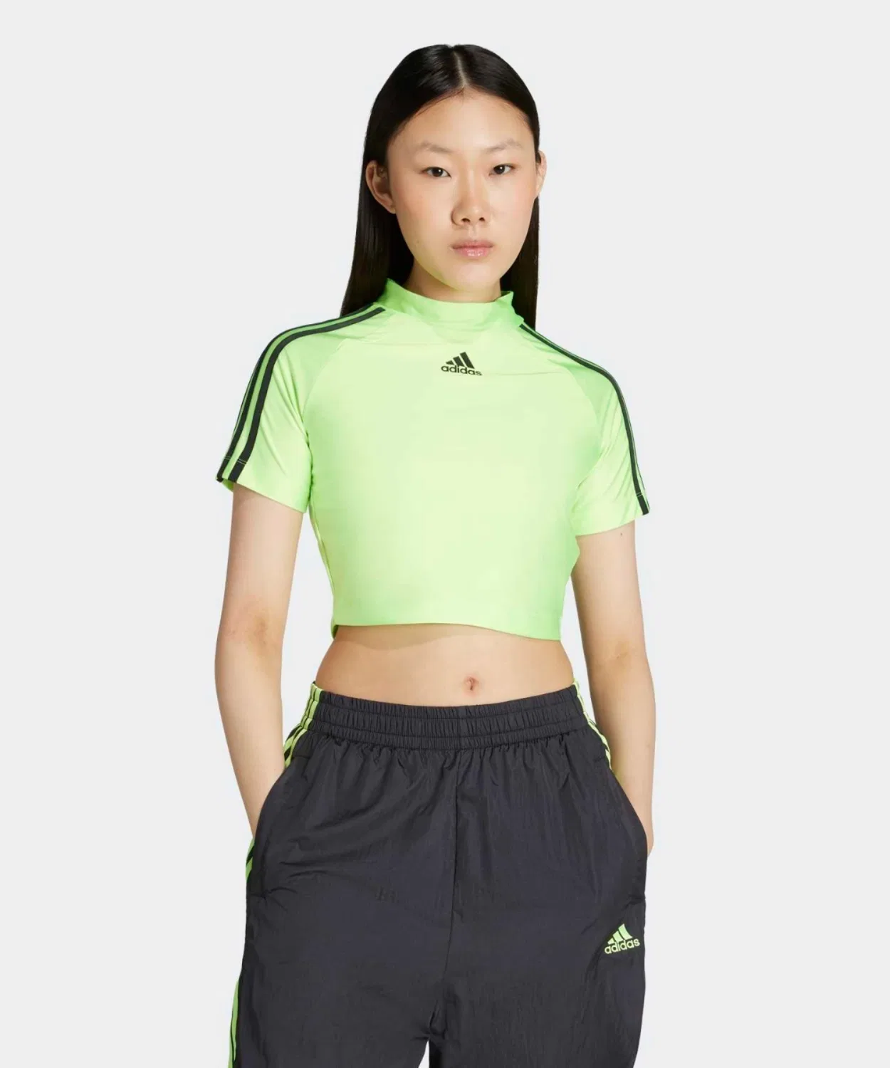 Женская футболка с высоким воротником и укороченной длиной Team Geist Adidas, Green