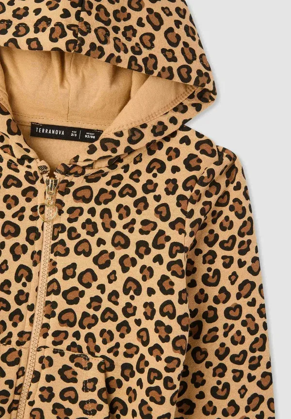 Толстовка на молнии с капюшоном Animal print Fantasia Terranova, Beige, бежевый — фото 3