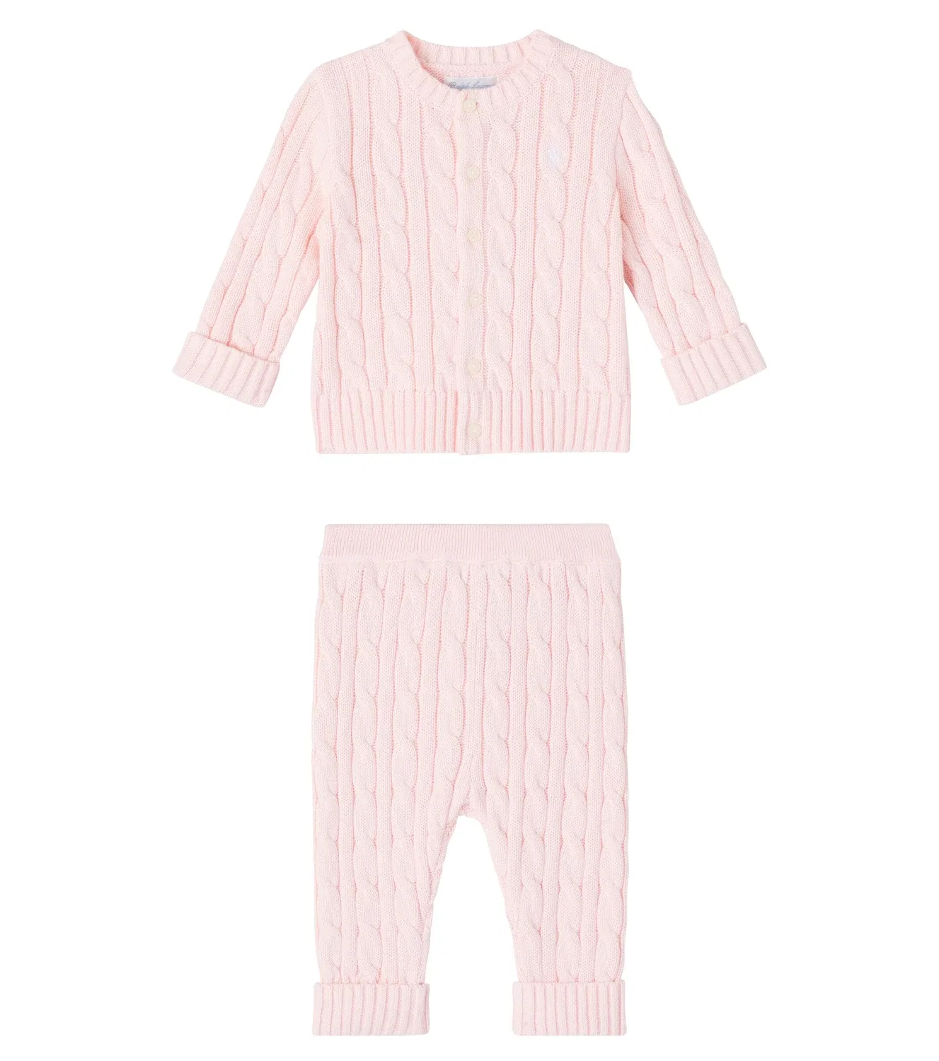 Комплект из кардигана и брюк хлопковый Polo Ralph Lauren Kids, розовый