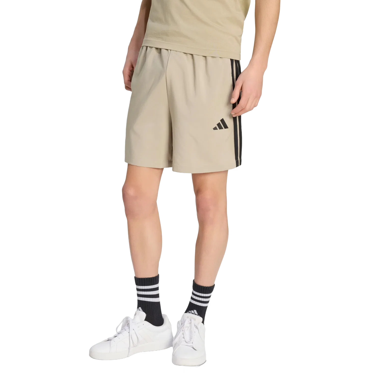 Мужские спортивные шорты с тремя полосками Adidas, коричневый — фото 2