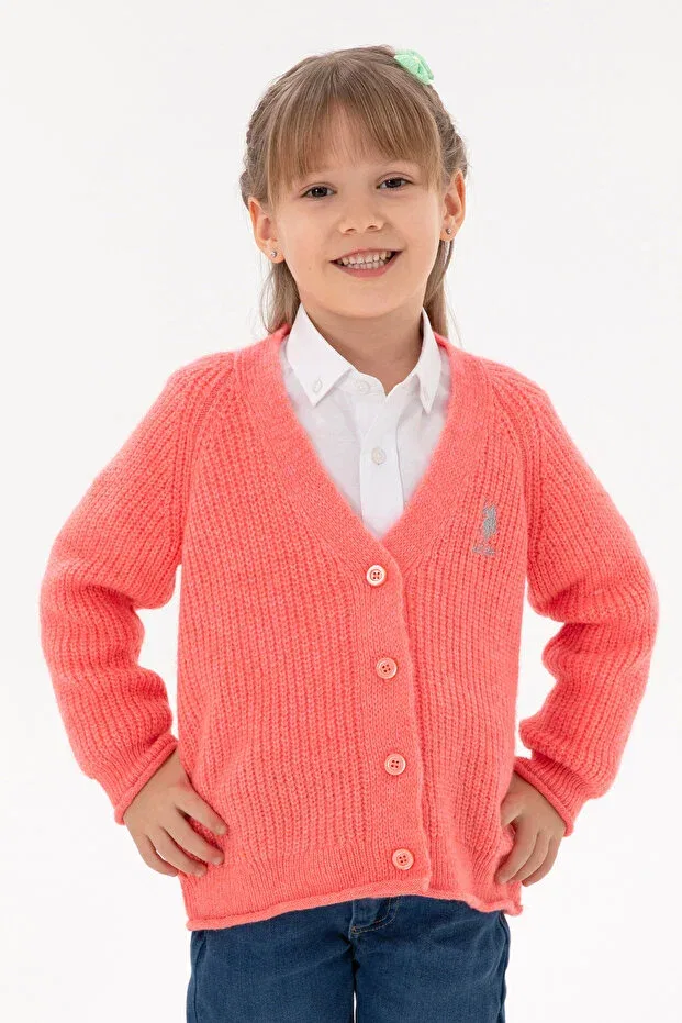 Детский кардиган с v-образным вырезом U.S. Polo Assn., Pomegranate Blossom