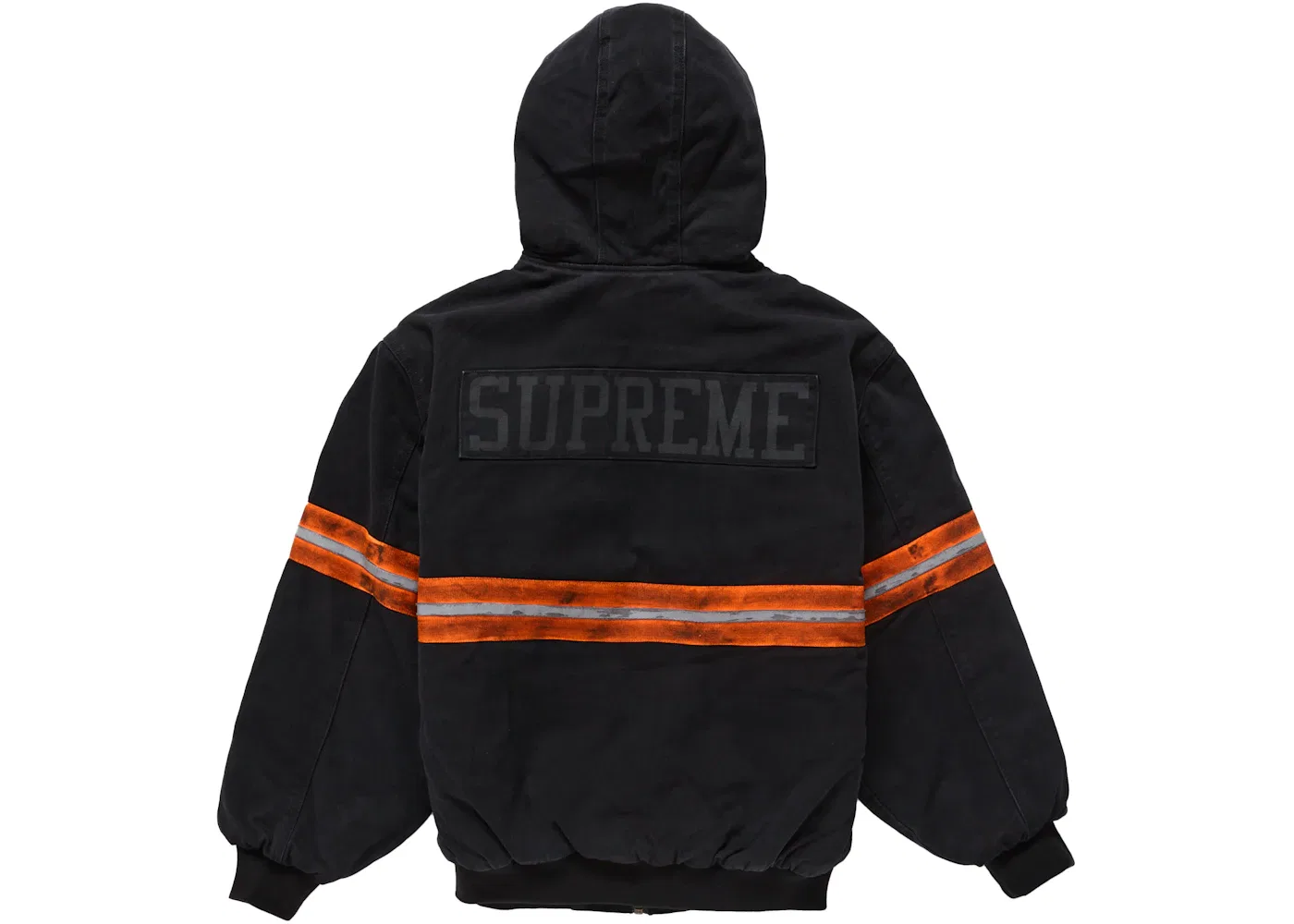 Мужская куртка с капюшоном и светоотражающей полосой Supreme Reflective Stripe Hooded Work Jacket, Black — фото 3