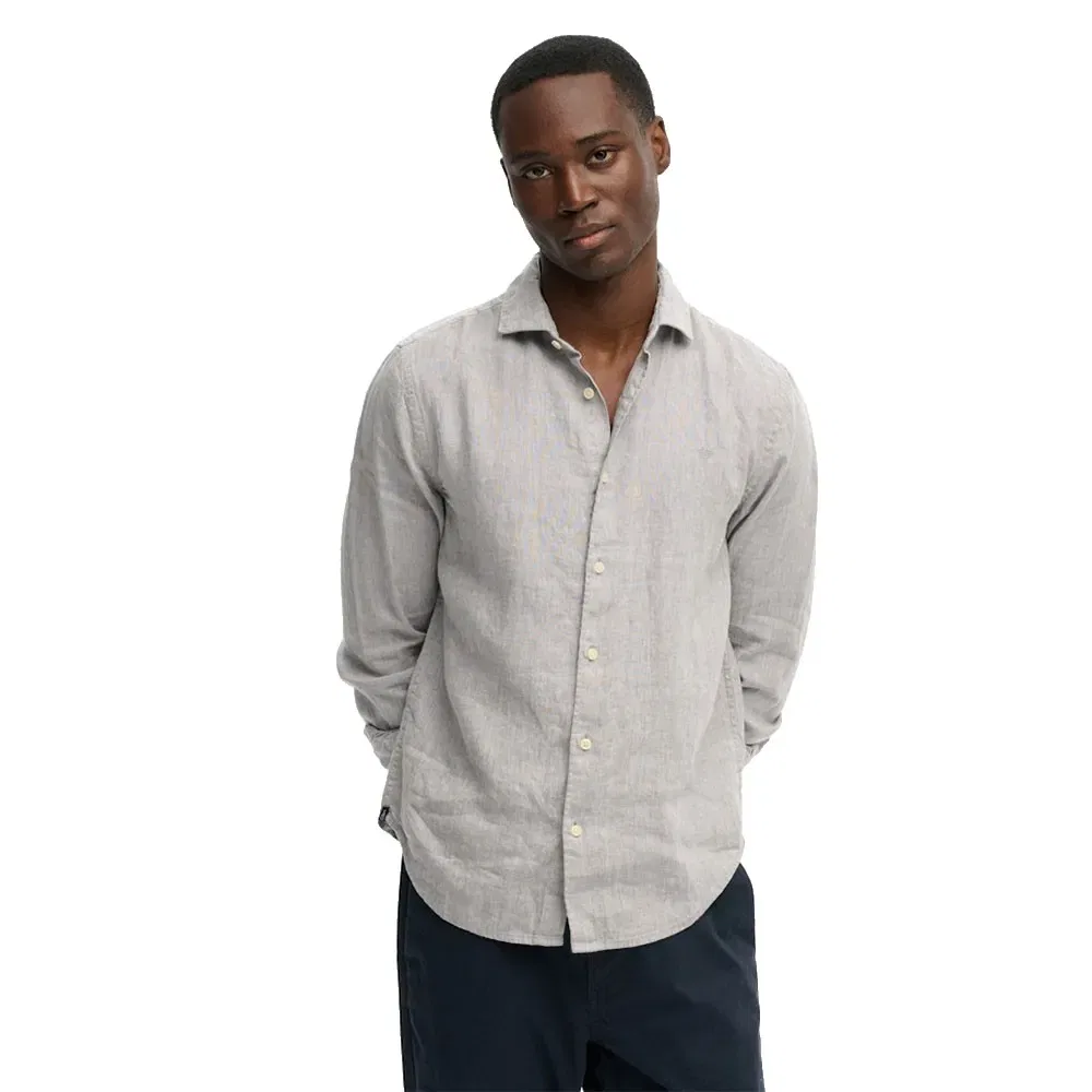 Рубашка с длинным рукавом Riviera Linen Superdry, серый