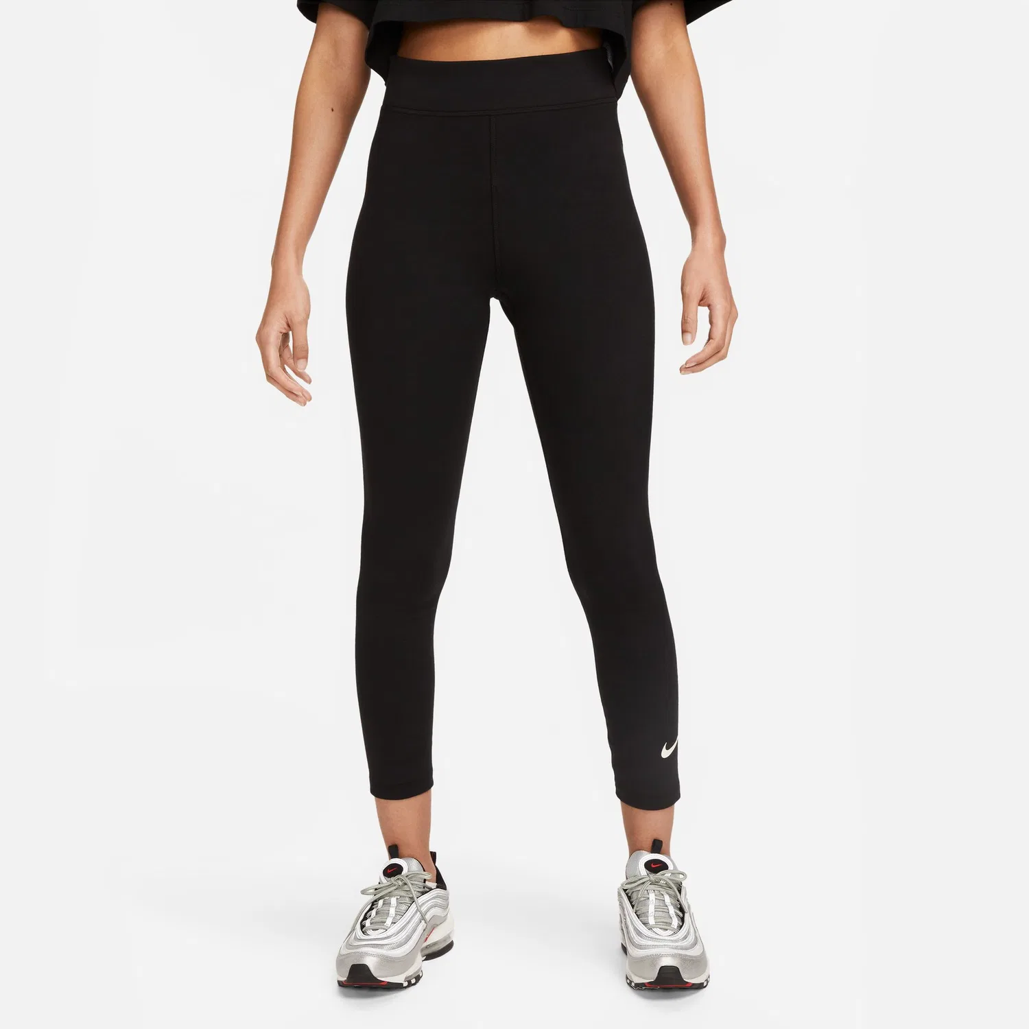 Женские леггинсы 7/8 с высокой посадкой, Nike Classic 7/8 Tights, Nike, Black/White — фото 3