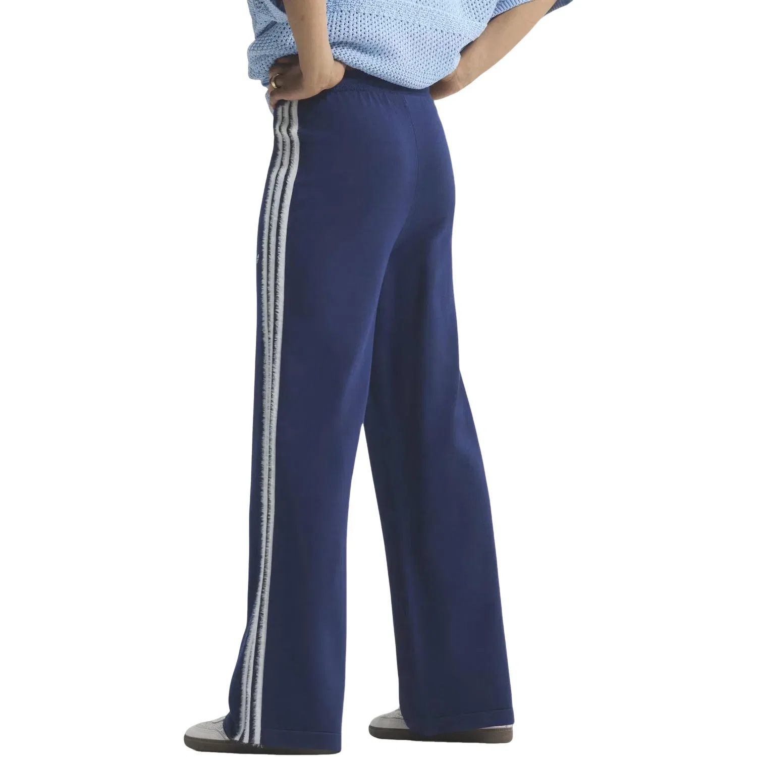 Женские брюки Knit Firebird Track Pants 'Dark Blue White' adidas, Dark Blue/White — фото 3