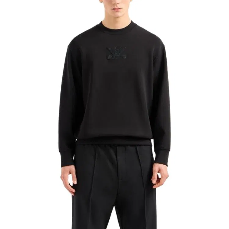 Мужской свитшот с патчем и вышивкой стразами Emporio Armani, Black — фото 4
