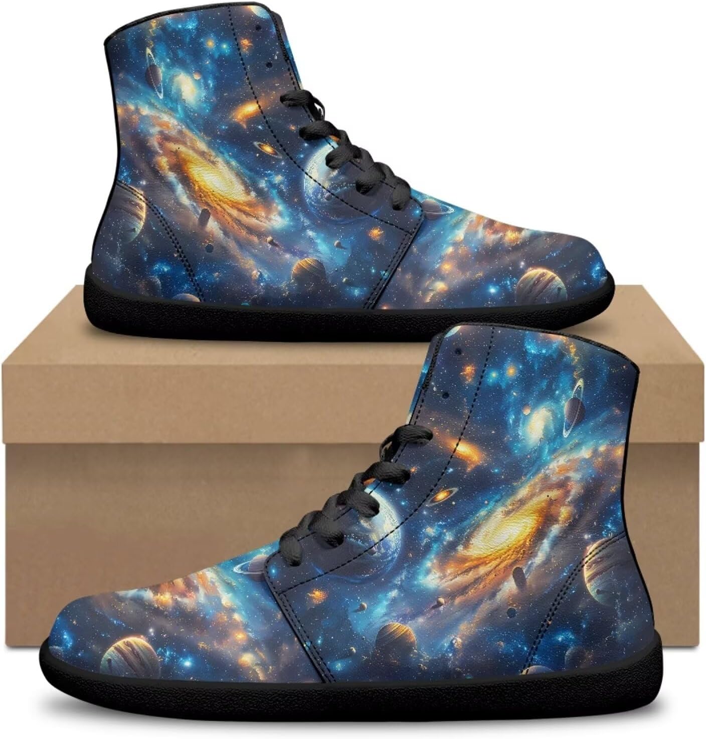 Мужские сандалии Jeiento Galaxy Barefoot с минималистичным дизайном, широкой носочной частью, ботильонами на щиколотку, из искусственной кожи, для ходьбы, повседневная обувь, Universe Space — фото 2