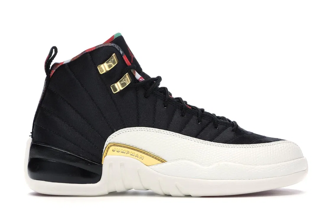 Детские кроссовки Lifestyle с принтом Jordan 12 Retro Jordan, Black/True Red-Sail-Metallic Gold