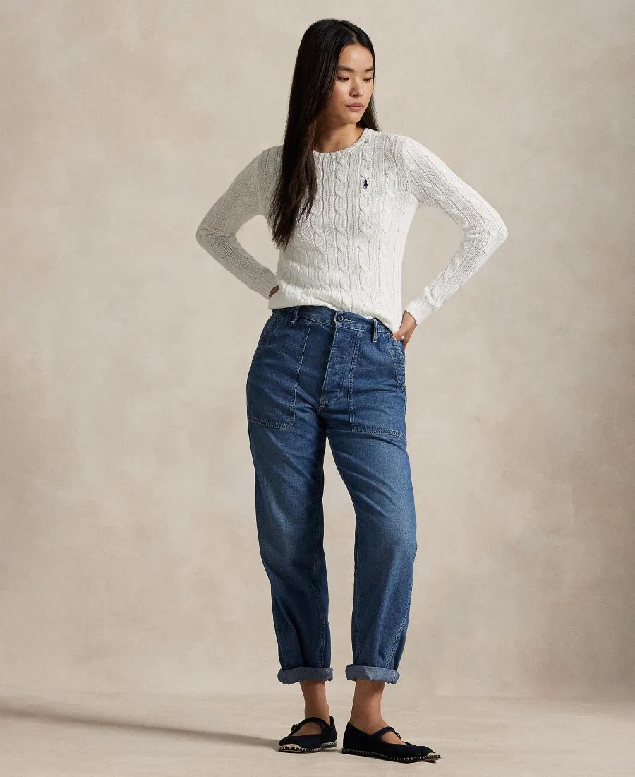 Свитер из хлопка с косами, с длинным рукавом Polo Ralph Lauren, Classic White — фото 4