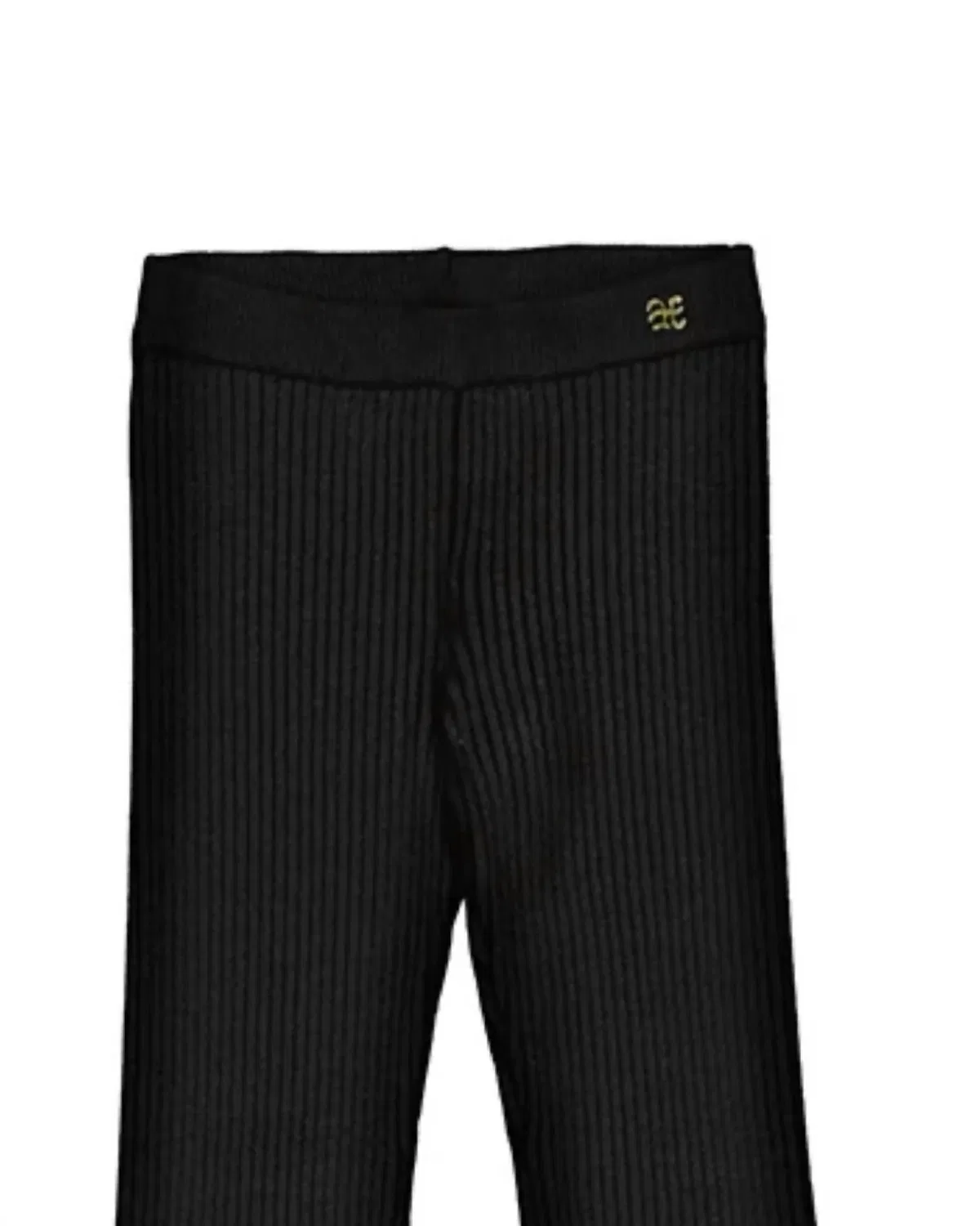 Детские леггинсы с фактурным рубчиком и завышенной посадкой Kid's Tricot Ribbed Leggings Abel & Lula, черный — фото 2