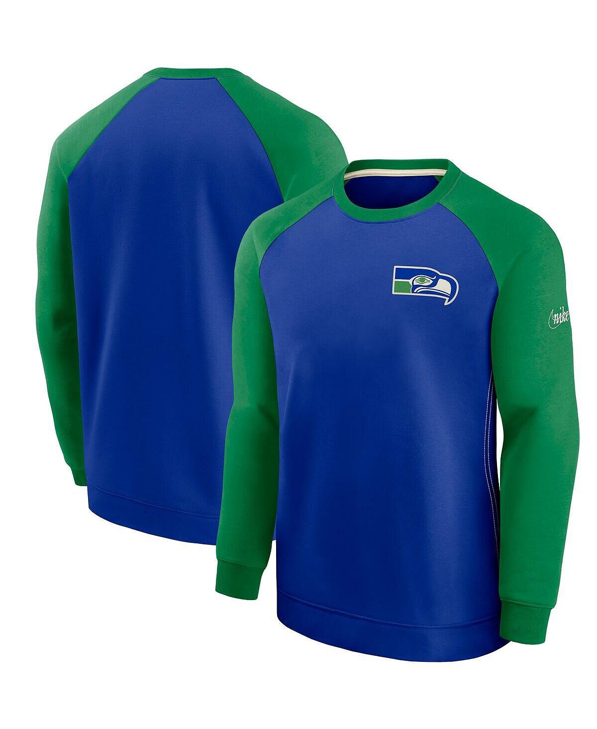 

Мужской королевский и зеленый свитер seattle seahawks historic crew performance с регланами Nike, мульти
