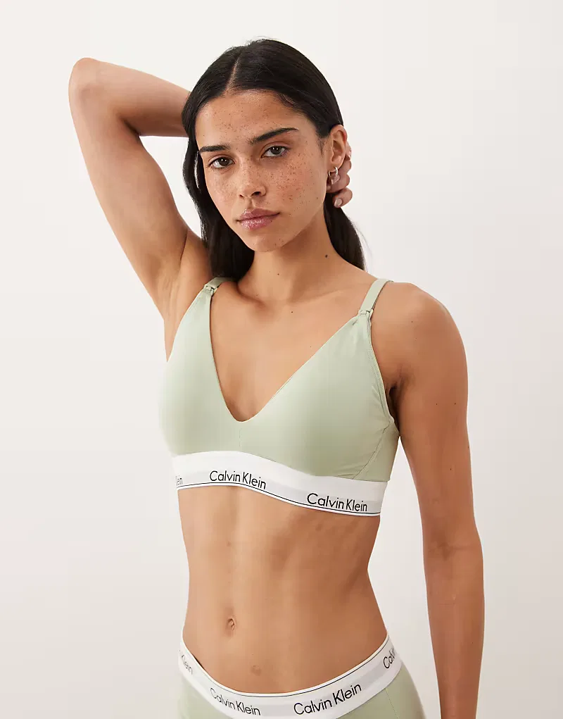Бюстгальтер-треугольник Calvin Klein Icon Cotton Modal для беременных, с легкой подкладкой, бледно-мятного