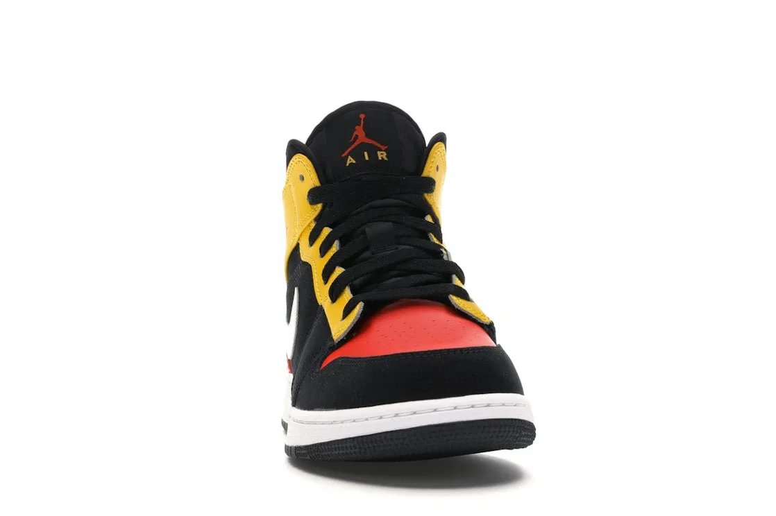 Детские кроссовки с замшевым верхом Jordan 1 Mid, Black/Amarillo-White-Team Orange — фото 2