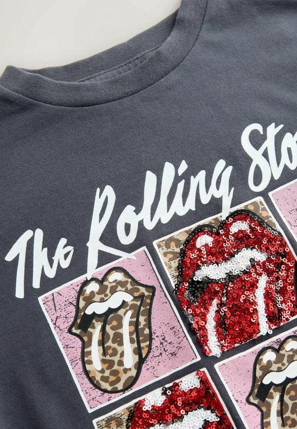 Футболка стандартного кроя с принтом логотипа группы rolling stones. Next, Charcoal Grey — фото 4