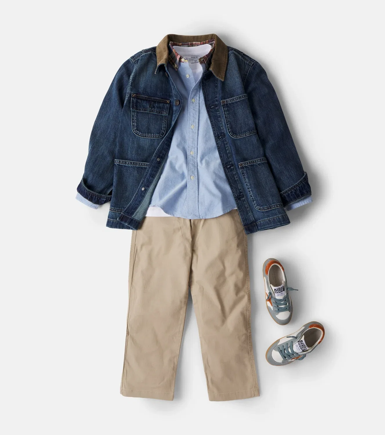 Легкая куртка джинсовая с вельветовой отделкой Polo Ralph Lauren Kids, синий — фото 2