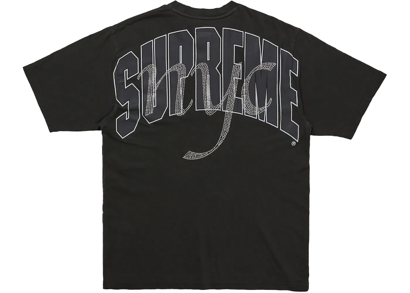 Мужская футболка с принтом Supreme Rhinestone Script S/S Top, Black